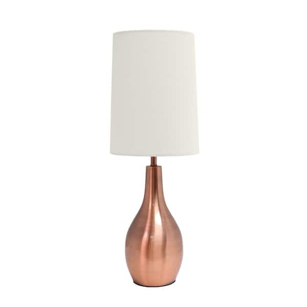 Creekwood home 19.5 in. Stylish Contemporary Hourglass Table Lamp, for Living Room, Bedroom, Office, Dining Room, Entryway, Rose Gold