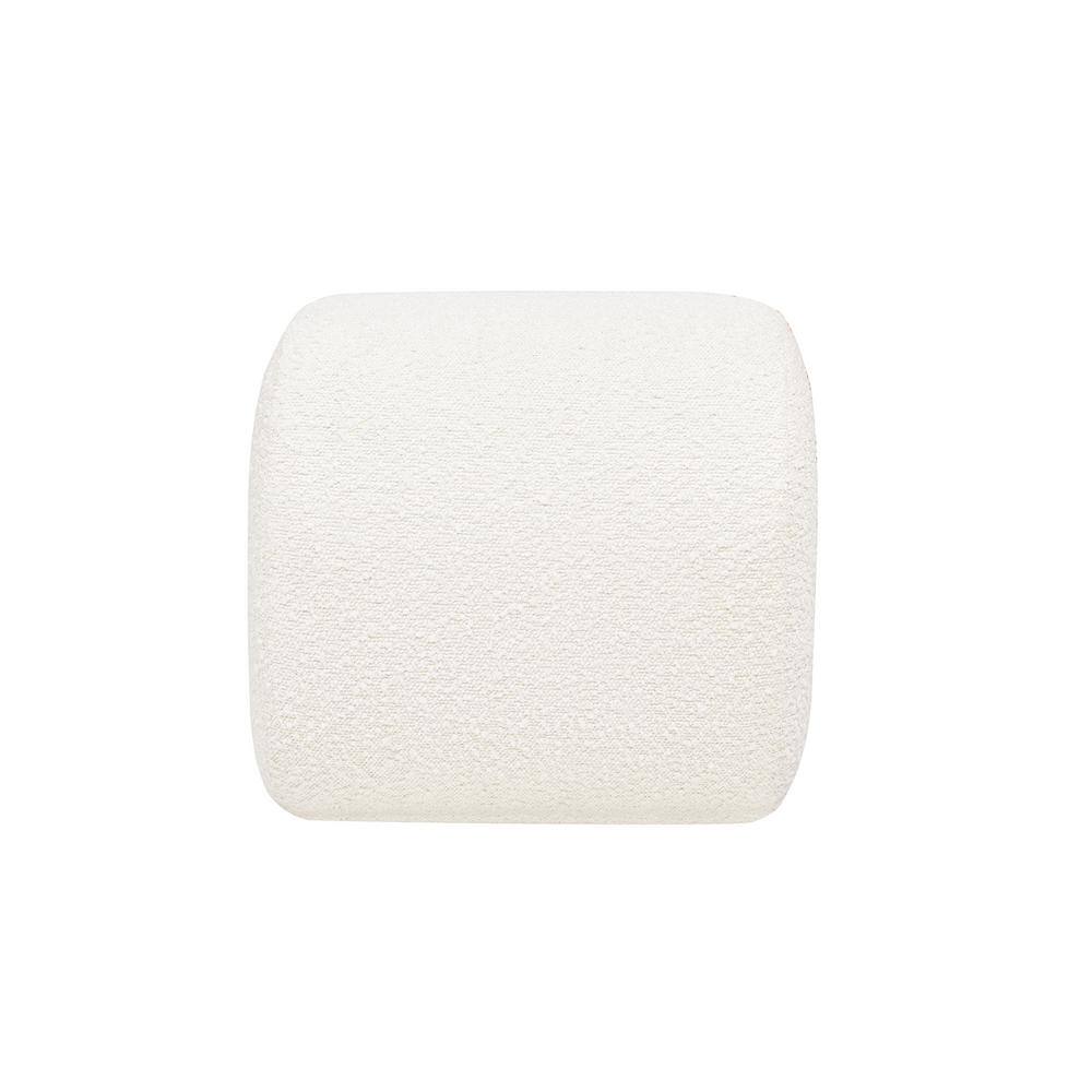 Ivory White Boucle Arched Rainbow Ottoman Footstool