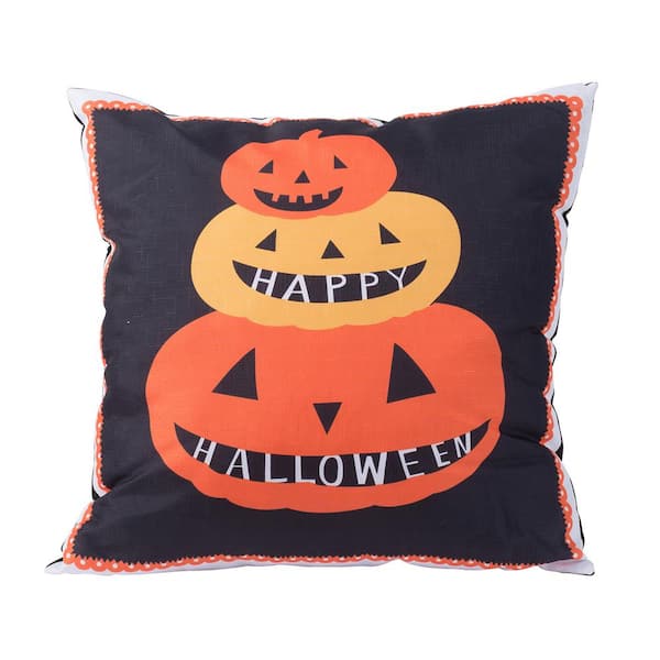 Unbranded 20 in. x 20 in. Halloween Pumpkin Throw Pillow for Seasonal Home Decor, Tabletop or Shelf Display, Centerpiece, Orange