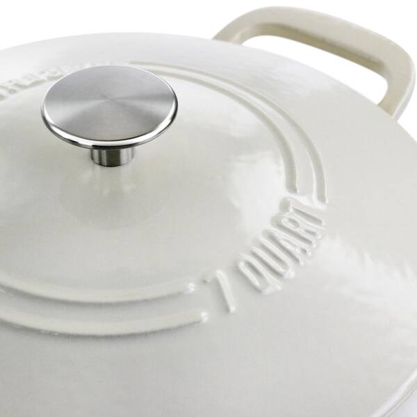 8 qt. Oval Non-Stick Cast Iron Dutch Oven in Cream with Lid VS-ZTO-37-CW -  The Home Depot