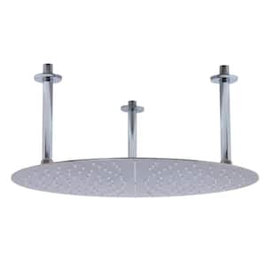 1-Spray 20 in. Single Ceiling Mount Fixed Rain Shower Head in Brushed Stainless Steel