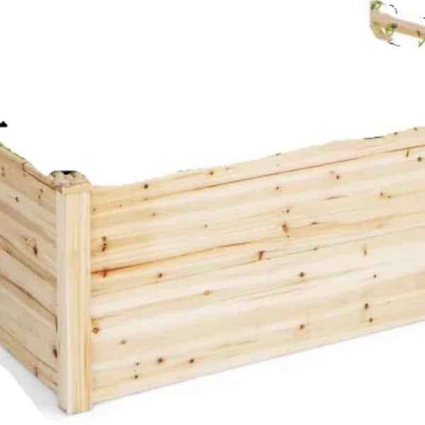 Natural Fir Wood Raised Garden Bed with Trellis-88" x 25" x 53" (L x W x H)