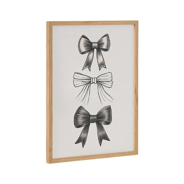 Kate and Laurel Gallery Coquette Preppy Retro Girly Black Bows by the Creative Bunch Studio Natural Framed Art Print 12 in. x 16 in.