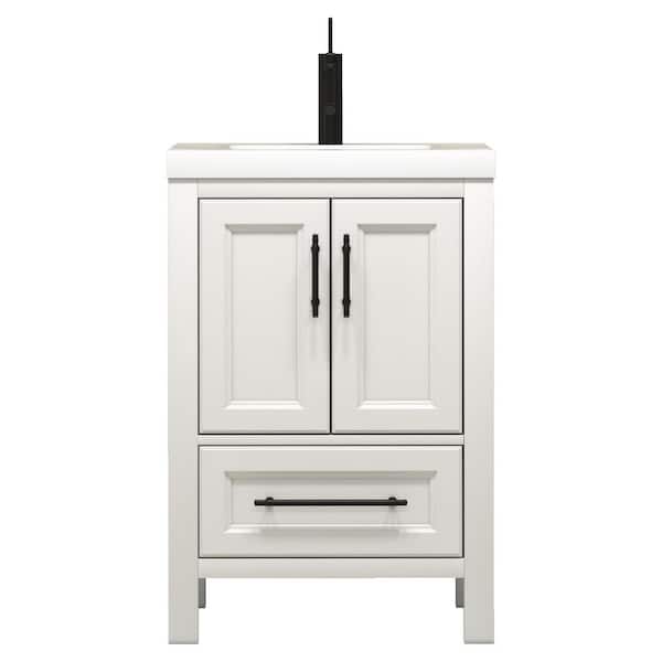 VIV 24 in. W x 20 in. D x 35 in. H Single Sink Freestanding Bath Vanity in White with White Acrylic Top