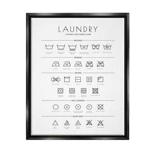 Laundry Cleaning Symbols Minimal Design by Martina Pavlova Floater Frame Typography Wall Art Print 25 in. x 31 in.