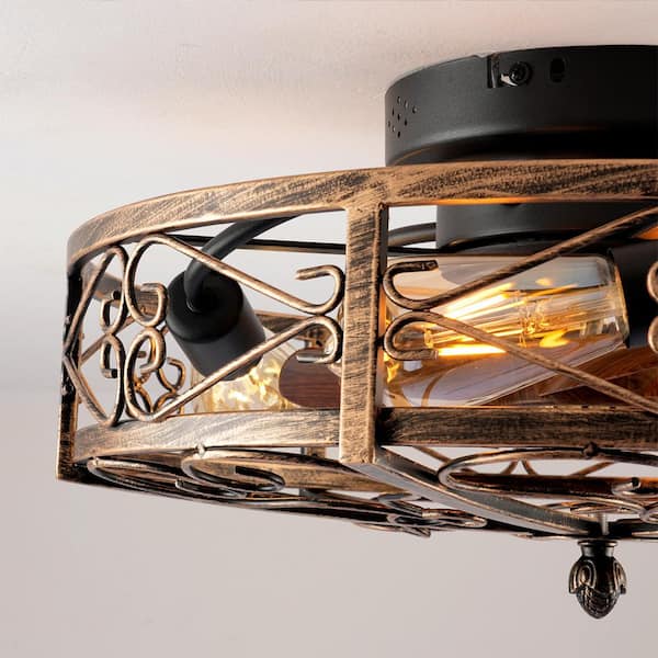 Lasaideal Thalovis 20 in. 4-Light Indoor Antique Bronze Flush