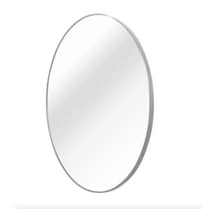 39 in. W x 39 in. H Large Round Metal Framed Wall Bathroom Vanity Mirror in Silver