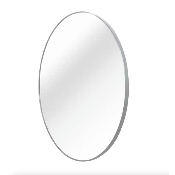 Unbranded 39 in. W x 39 in. H Large Round Metal Framed Wall Bathroom Vanity Mirror in Silver