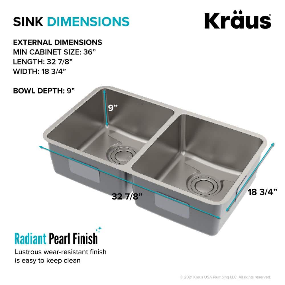 33-Inch Stainless Steel Undermount Double Bowl Kitchen Sink