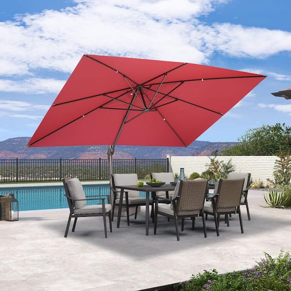PURPLE LEAF 10 ft. x 13 ft. Cantilever Patio Umbrella Bronze Colored Aluminum Offset 360° Rotation Umbrella in Terra