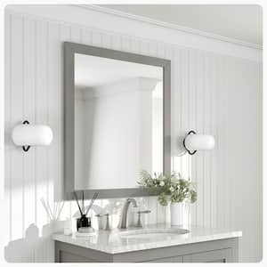 Acclaim 30 in. W x 35 in. H Framed Rectangular Bathroom Vanity Mirror in Grey