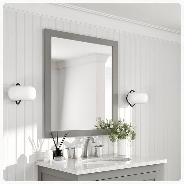 Eviva Acclaim 30 in. W x 35 in. H Framed Rectangular Bathroom Vanity Mirror in Grey