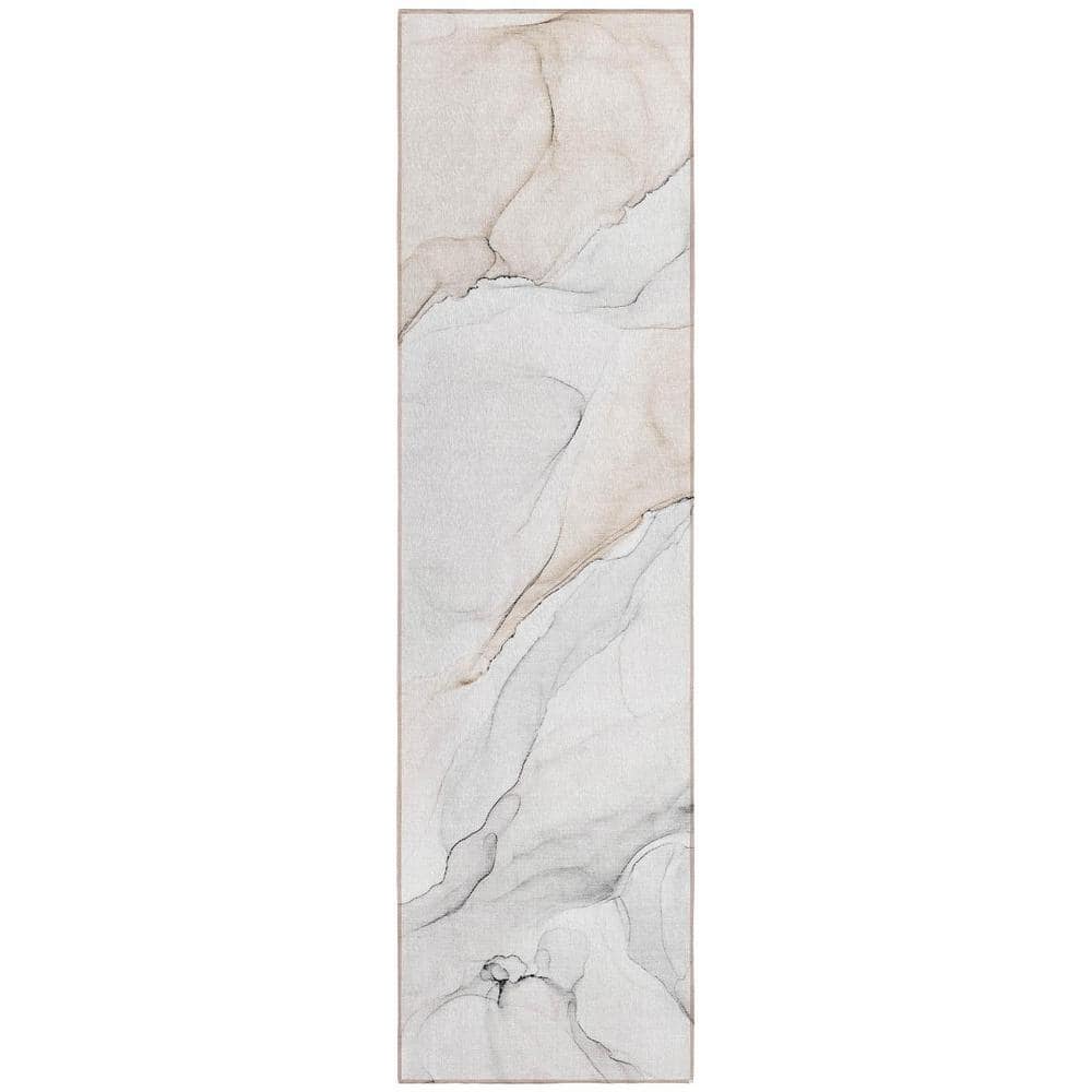 Beige Ivory and Gray 2 ft. x 8 ft. Abstract Indoor / Outdoor Area Rug price history on PriceWatchPro