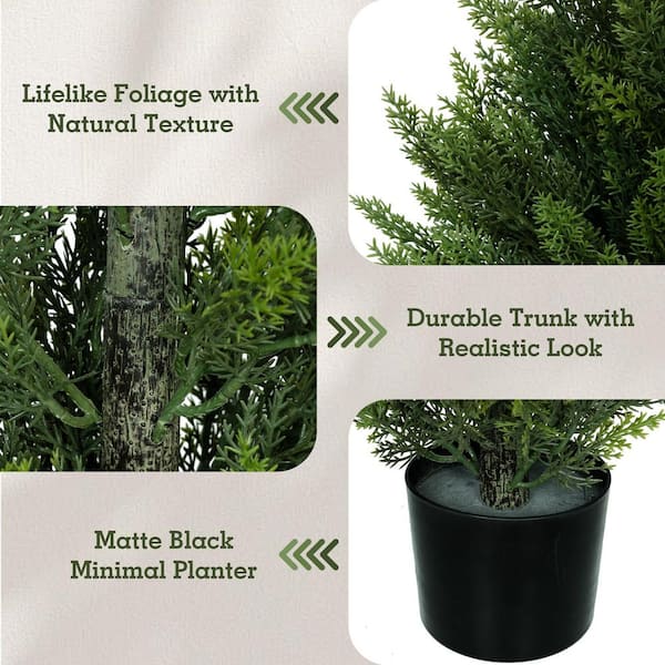 Vitalismo 2 Sets Green Plants 4 ft. Artificial Topiary Cedar Tree