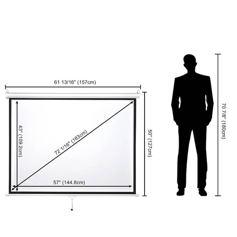 72 in. Diagonal 4:3 Manual Pull-Down Projector Screen