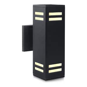 Adetoun 11.02 in. Black Outdoor Hardwired Wall Lantern Modern Cuboid Sconce with No Bulbs Included