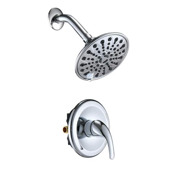 YASINU Single Handle 5-Spray Round Rain Shower Faucet in Chrome Valve Included
