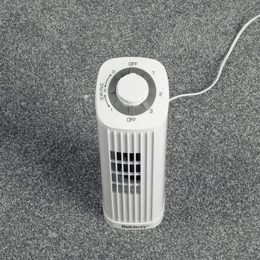 White Ultra-Slim Oscillating Floor Tower Fan with Three Speeds