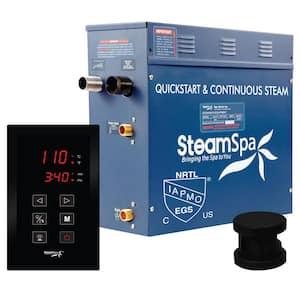 Oasis Series 4.5kW Steam Bath Generator Package with Continuous Steam and Quick Start Technology in Matte Black