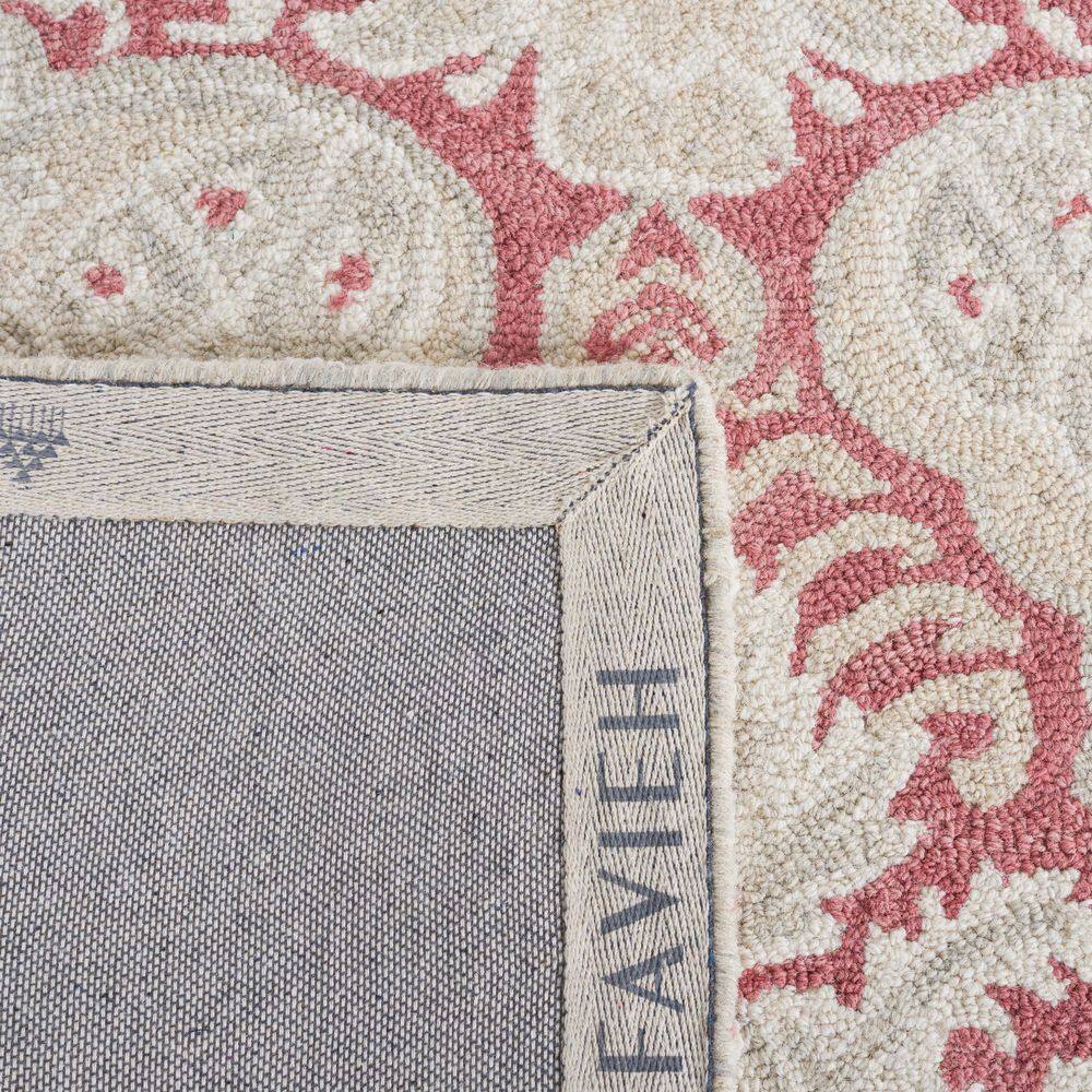 Handmade Pink & Beige Wool Tufted Square Rug - 5'