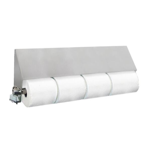 Stainless Solutions Stainless Solutions Double Post Slant Top Toilet Paper Holder in Steel with Angled Cover