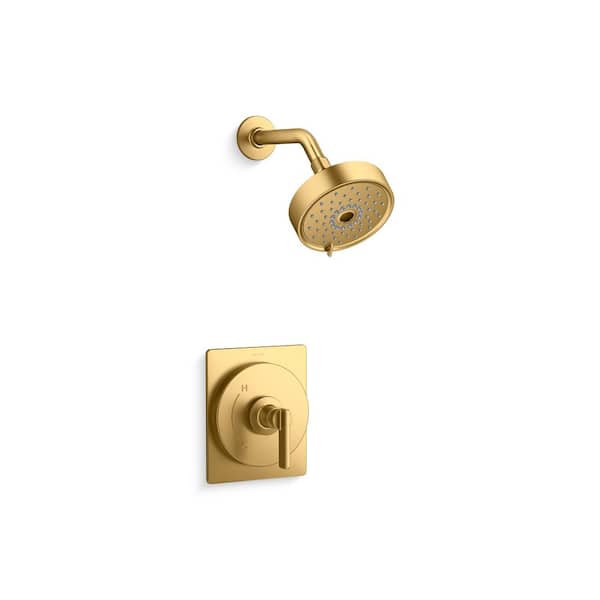 Castia By Studio McGee Rite-Temp 1-Handle Shower Trim Kit 2.5 GPM in Vibrant Brushed Moderne Brass