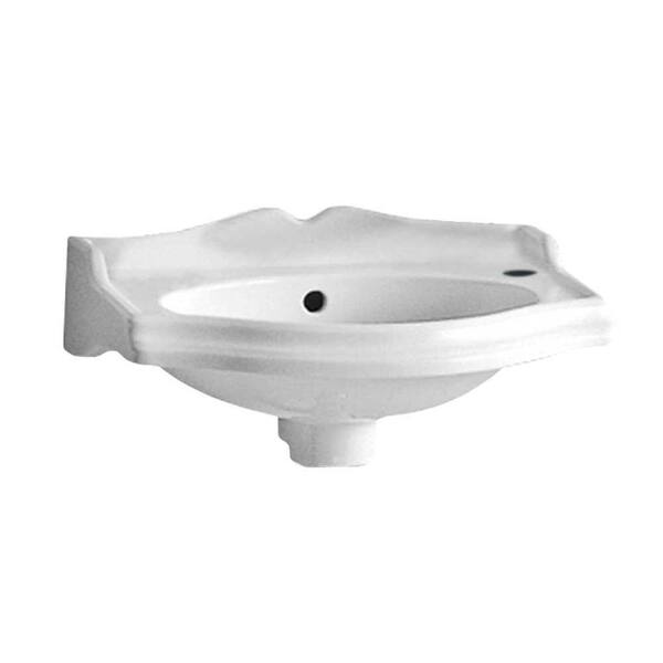 Whitehaus Collection Isabella Wall-Mounted Bathroom Sink with Single Hole on Right Side in White
