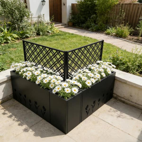 83 in. L x 47.4 in. W Rectangular Black Iron Raised Garden Bed