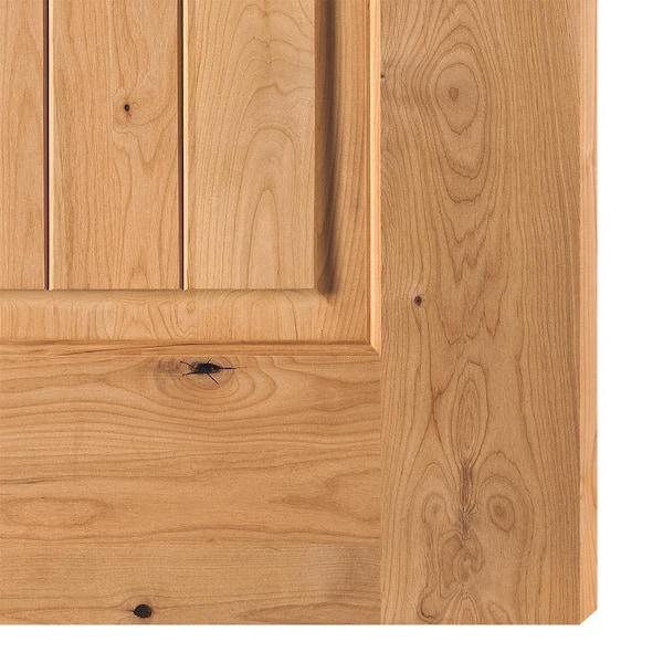 60 in. x 80 in. Rustic Knotty Alder 2-Panel Arch Top VG Both Active Cedar Stain Wood Double Prehung Interior Door