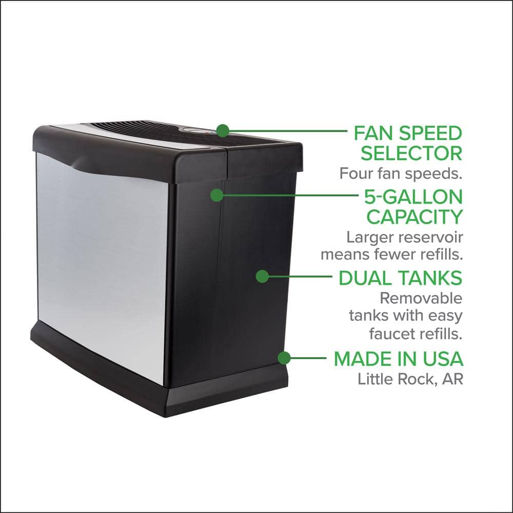 Brushed Nickel Large Evaporative Humidifier with Humidistat