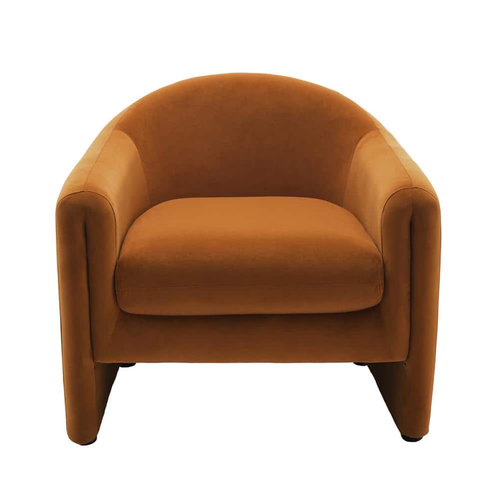 Uixe Modern Rusted Orange Velvet Wood Frame Upholstered Accent