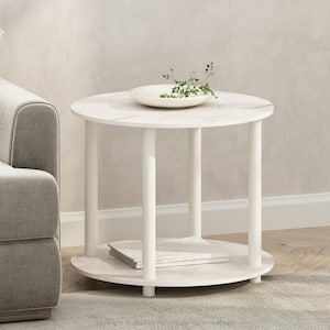 Turn-N-Tube 23.54 in. Marble White Round Wood End Table