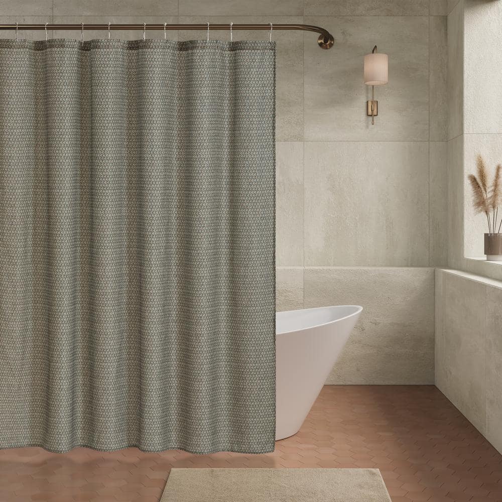 Clay Mildew Resistant Geometric Fabric Tub Curtain