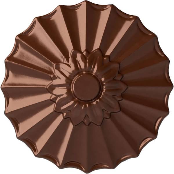 Ekena Millwork 9 in. x 1-3/8 in. Shakuras Urethane Ceiling Medallion (Fits Canopies upto 1-3/8 in.), Copper Penny