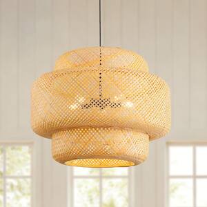 Modern LED Dimmable Pendant Light – Wood Linear Chandelier, 47.2 Inch, Height Adjustable, 3 Color Temperatures