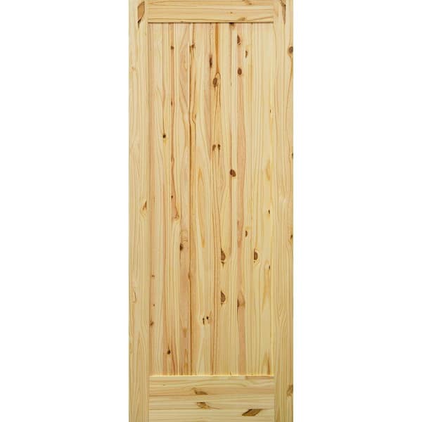 Krosswood Doors 28 in. x 80 in. 1-Panel Knotty Pine Left-Hand Single Prehung Interior Door with Bronze Hinges