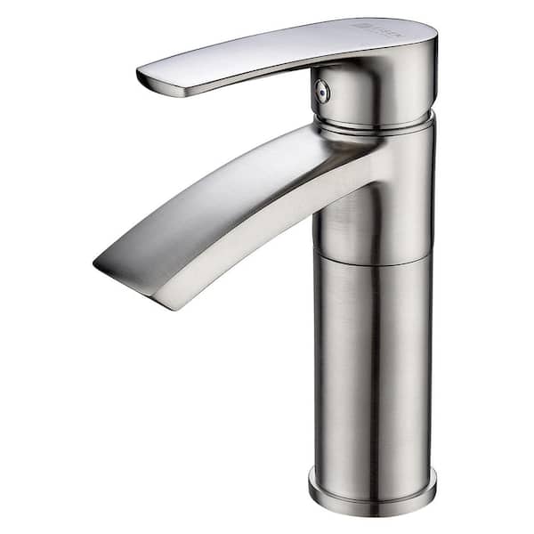 Eisen Home Ariana Single-Handle Single-Hole Bathroom Faucet with Swivel Spout in Brushed Nickel