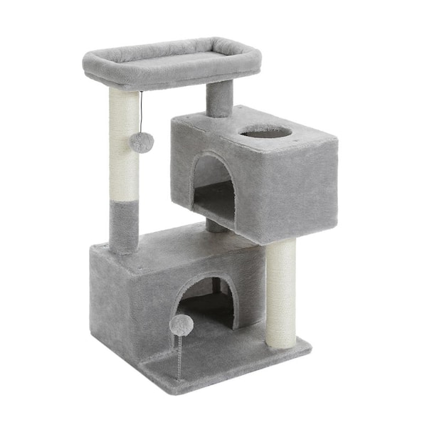 Foobrues Cats Scratching Posts and Trees, Cat House, Cat Bed in Grey