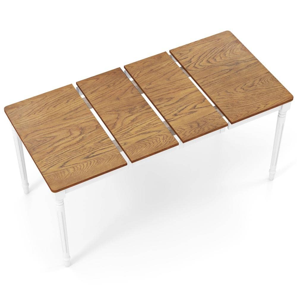 36 in Extendable Rectangular Dining Table Seats 4-8, Rubber Wood Top with Rubber Wood Legs, Modern Kitchen Table