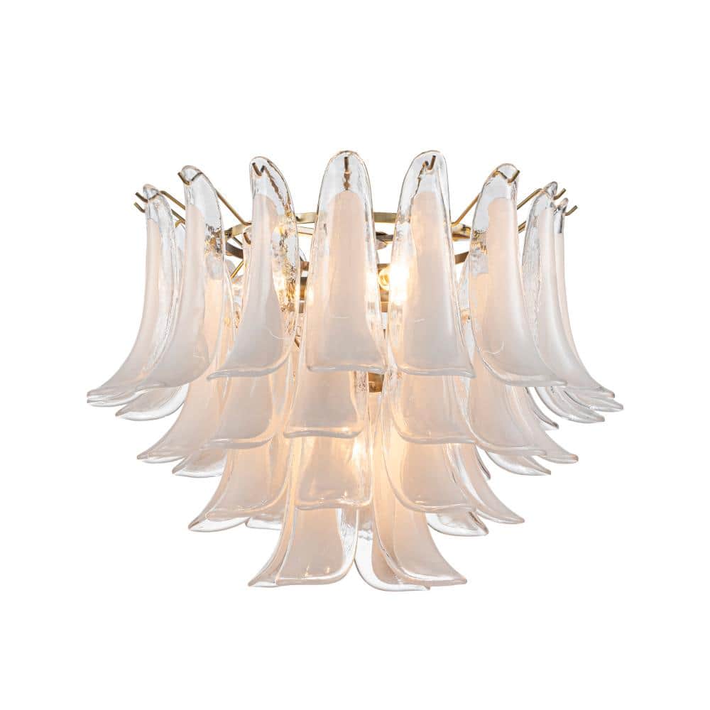 24'' Wide Vintage Mid-Century Modern Flush Mount 4-Light 4-Tier White Art Glass Ceiling Light With Antique Bronze Finish price history on PriceWatchPro