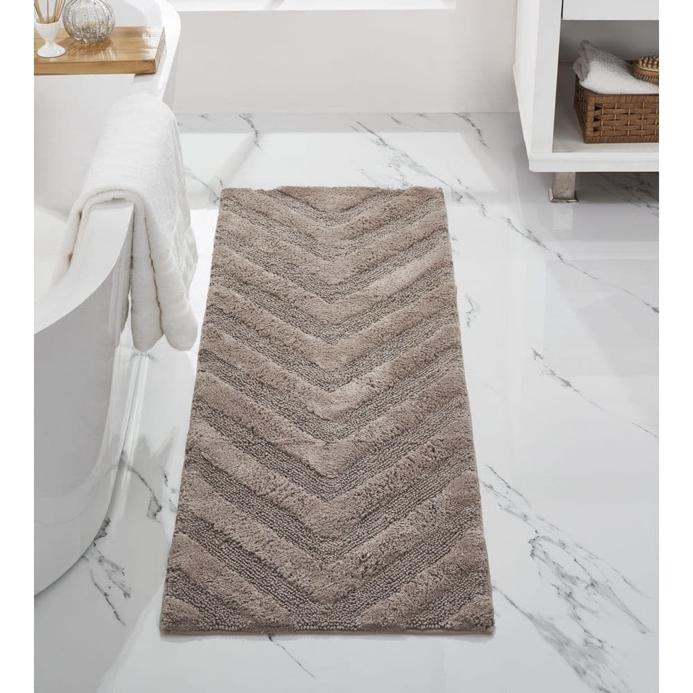 Hugo Beige Cotton Tufted Non-Slip Bath Runner Rug 20" x 60"
