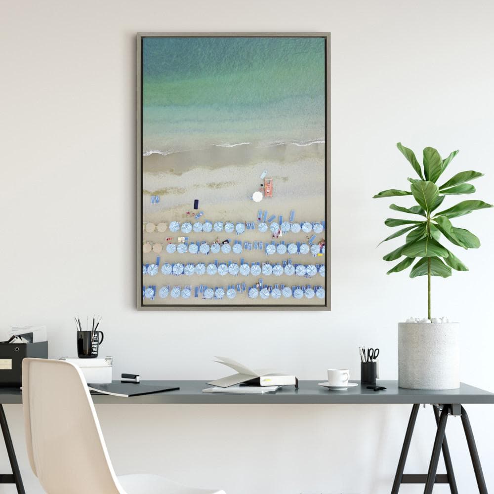 Monterosso Beach Aerial View Canvas Print with Gray Frame