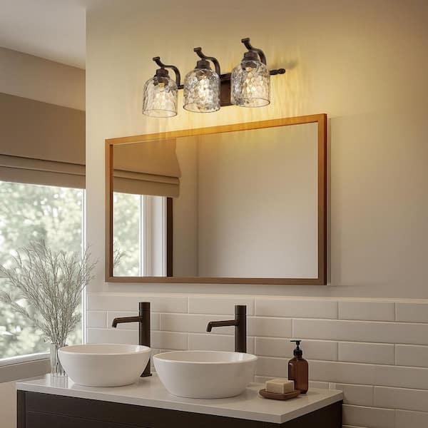 JAZAVA 20.47 in. 3-Light Oil Rubbed Bronze Bathroom Vanity Light