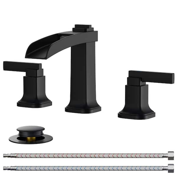 Forious pro 8 in. Widespread Double-Handle Bathroom Faucet with Pop-Up Drain 3-Hole Vanity Sink Faucet in Matte Black