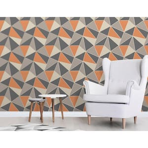 Apex Orange Geo Metallic Non-Pasted Peelable Paper Wallpaper