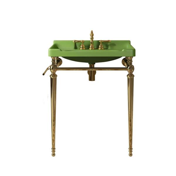 28 in. Freestanding Gold Bath Vanity with Green Ceramic Top Unassembled