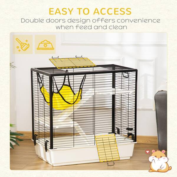 PawHut Small Animal Cage, Metal Ferret Cage, Chinchilla Play House, with  Rolling Casters, 2 Doors, Hammock - 33 in. H D51-226 - The Home Depot