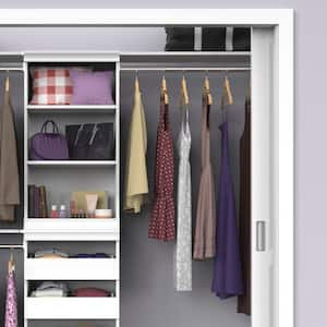 36.02 in. W White Modular Storage Shelf and Hang Rod Kit Wood Closet System