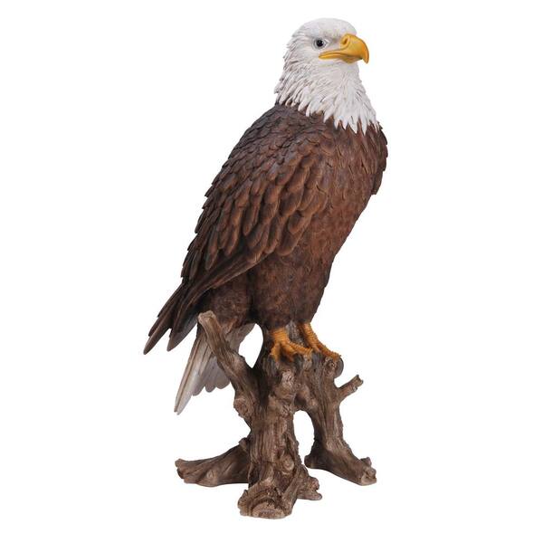 Hi Line Gift Large Bald Eagle On Stump, Large Eagle Garden Ornaments
