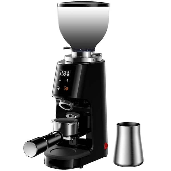 64mm Flat Burr Coffee Grinder with 100 Adjustable Settings, All-Metal Chamber, LED Timer, Anti-Static System